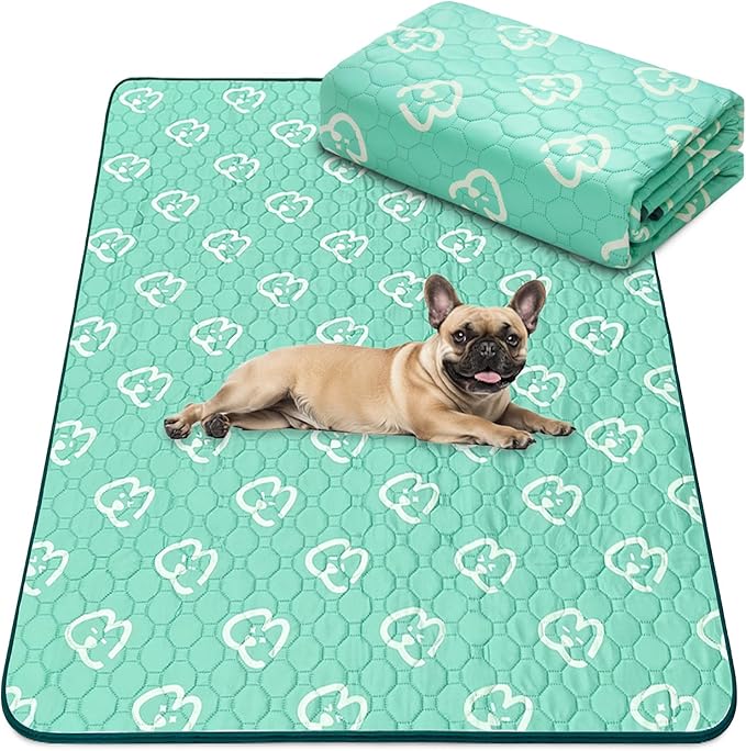 FXW Washable Pee Pads for Dogs, Puppy Pads with Super Absorbent, Specifically Designed for FXW Rollick/Homeplus 24inch 6 Panels Dog Playpen, 63" × 39" Rectangle, Green, 1 Pack-PurrikoPets