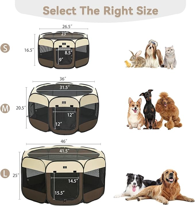 A4Pet Dog Playpen Indoor, 49” Pet Playpen with Bowl for Dogs, Kittens, and Small Animals, Removable Zipper & Mesh Panel(19”W × 12”H)-PurrikoPets