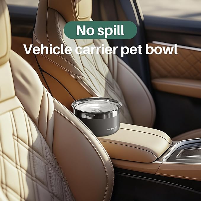 Gardner Pet Dog Bowls 1 Gallon (3.85L) Stainless Steel No Spill Dog Water Bowl, Slow Water Feeder Metal Bowls, Spill Proof Water Dispenser for Large Dogs, Promotes Healthy Hydration(Black)-PurrikoPets