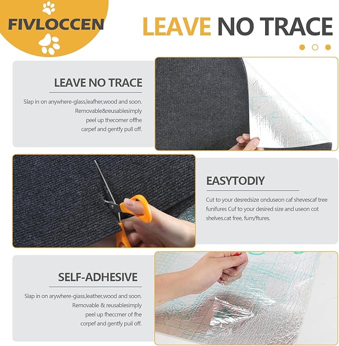 78.7"x15.8"Self-Adhesive Climbing Cat Scratch Protector Pads - Trimmable Furniture Guard for Sofa, Walls & Floors, DIY Cat Tree/Tower/Bed, Replaceable Scratch-Resistant Mats (Dark Gray)-PurrikoPets