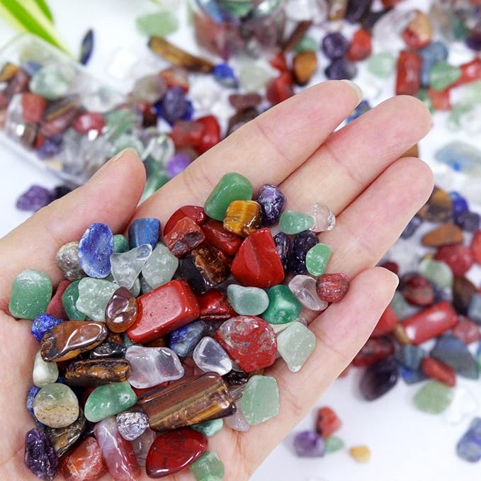 7Chakra Aquarium Gravel Rocks Natural Tumbled Healing Crystal Chips Bulk Gemstones Tumbled Crushed Stones for Fountain Vase Filler Planters Decorative Fish Tank Potted Reiki Energy Balancing 0.44lb-PurrikoPets