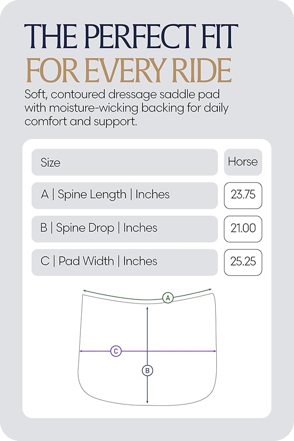 Equinavia Harstad Dressage Saddle Pad | Classic & Durable | Moisture-Wicking Tricot Backing-PurrikoPets