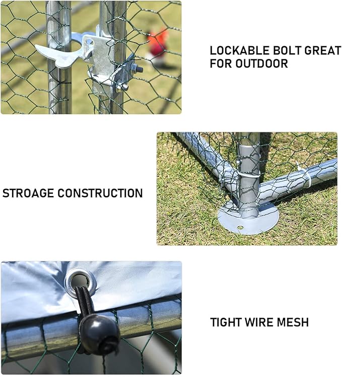 1.26’’ Large Metal Chicken Coop Walk in, Chicken Pen for Chickens, Outdoor Chicken Runs Coops Dog Kennel, Flat Roofed Chicken Runs for Yard with Anti-Ultraviolet Cover (9.2’L x6.2’W x6.4’H)-PurrikoPets