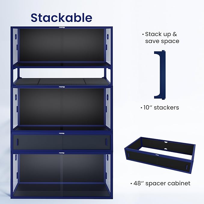 85 Gallon Snake Enclosure, Front Opening Reptile Tank for Easy Maintenance, Reptile Terrarium with Top Screen Ventilation 48''x24''x18''-PurrikoPets