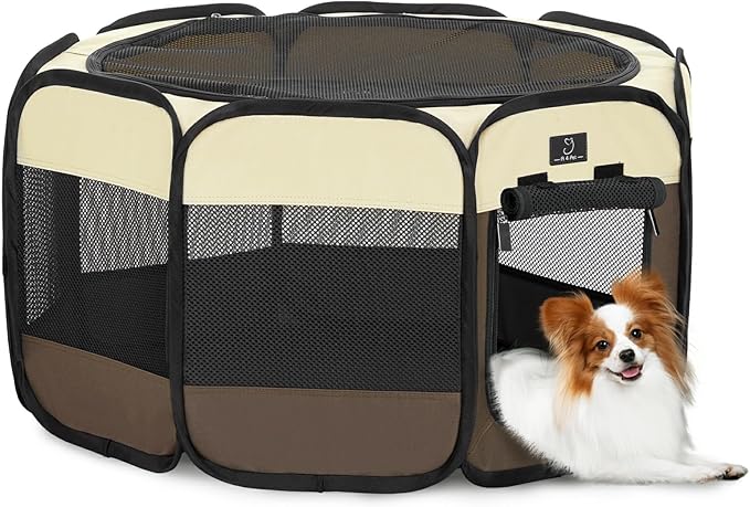 A 4 Pet PortablePet Playpen for Small Dogs, 27" Foldable Small Playpens for Puppy/Cat/Rabbit/Chick, Indoor Cat Playpen with Removable Zipper & Mesh Panel(11”W × 7.5”H)-PurrikoPets