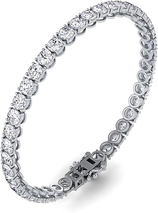 0.50-15 Carat Lab Grown Classic Diamond Tennis Bracelet 4 Prong Setting Luxury Collection (F-G Color, SI Clarity) Length- 7 Inch