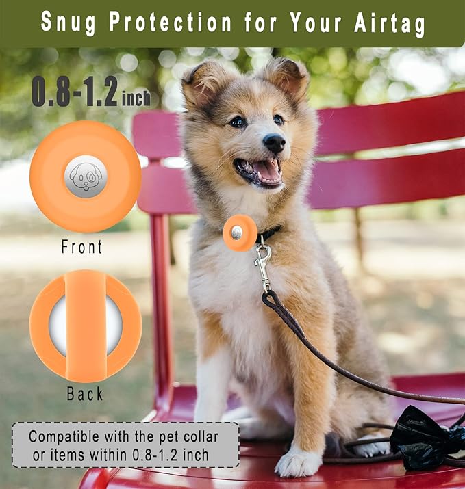 Airtag Holder for Dog Collar, Cibaabo Silicone Air Tag Case Cover Compatible with Apple Airtags for 0.8-1.2inch Cat Pet Collar Harness Loop-PurrikoPets