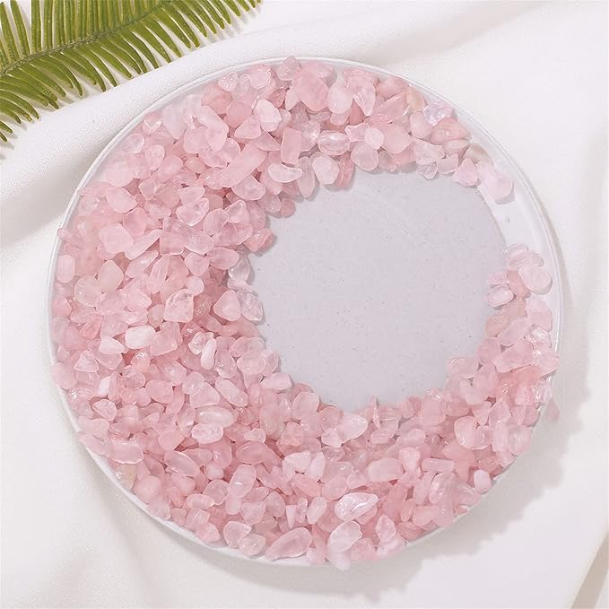 1lb Rose Quartz Aquarium Gravel Rocks Natural Tumbled Healing Crystal Chips Bulk Gemstones Tumbled Crushed Stones for Fountain Vase Filler Planters Decorative Fish Tank Potted Reiki Energy Balancing-PurrikoPets