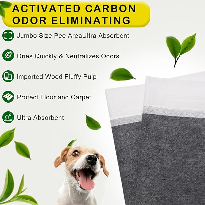 ELEGX 48"x36" Extra Large 40 Pcs Odor-Control Super Absorbency Charcoal Pee Pads for Dogs,Leak-Proof Pet Training Pee Pads,Thicken Disposable Potty Pads Puppy Training Pads for Cats Rabbits-PurrikoPets