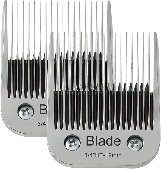 2PCS 3/4" HT Dog Grooming Replacement Blades Compatible with Andis Dog Clippers,Dog Clipper Blades Compatible with Wahl KM-10 Series Clippers, Oster A5,Size-3/4-Inch 19mm Cut Length,Silver-PurrikoPets