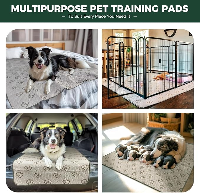 FXW Washable Pee Pads for Dogs, Puppy Pads with Super Absorbent, Specifically Designed for Whelping Box, 47" Round, Khaki, 1 Pack-PurrikoPets