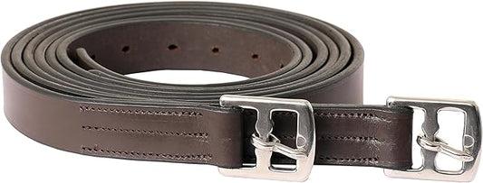 Exion Pre-Stretched Leather Stirrup Leathers for English Saddles | Premium Vegetable-Tanned Non-Stretch Stirrups for Jumping, Dressage & Schooling | 18-Hole Numbered Adjustment & SS Buckles-PurrikoPets