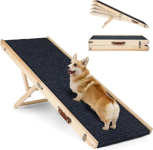 Foldable Dog Ramp for Bed, 4 Adjustable Portable Pet Ramps, 40" Long Pet Ramp for Small Dogs, for High Beds, Dog Step for Large Dogs Stairs for Car, Couch-PurrikoPets
