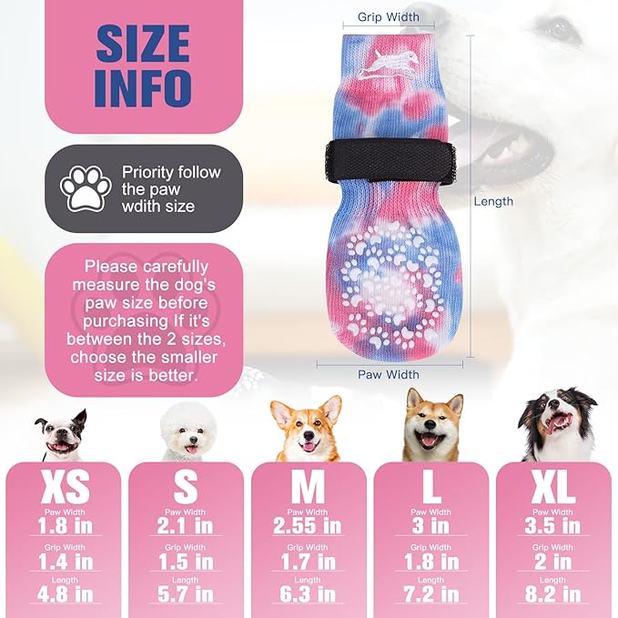EXPAWLORER Anti Slip Dog Socks to Prevent Licking Paws, Dog Shoes for Hot Pavement, Dog Booties for Small Medium Large Senior Dogs, Traction Control Dog Boots & Paw Protectors for Hardwood Floors-PurrikoPets