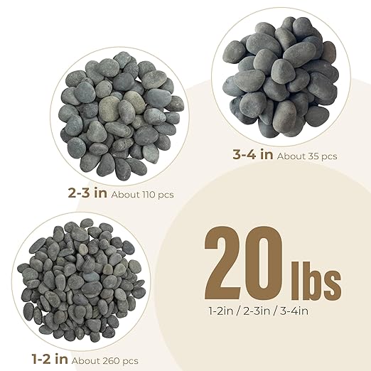 40lbs Black River Rocks, 1-2 Inch Natural Unpolished Bulk Pebbles, Hand-Picked Premium Stones for Landscaping and Garden Design, Fish Tank, Flower Pots, Pathways and Backyard-PurrikoPets