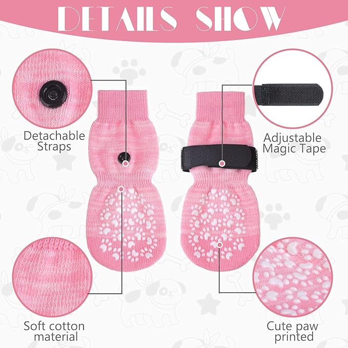 EXPAWLORER Anti Slip Dog Socks to Prevent Licking Paws, Dog Shoes for Hot Pavement, Dog Booties for Small Medium Large Senior Dogs, Traction Control Boots & Paw Protectors for Hardwood Floors-PurrikoPets