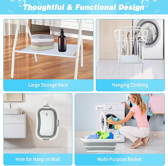 FHTONGE Elevated Dog Bathtub Grooming Station with Drain Adjustable Collar, 2 in 1 Collapsible Dogs Beautify Bathtub Portable Pet Washing Station, Pet Tub for Small Medium Dog Cat Shower Hairdressing-PurrikoPets