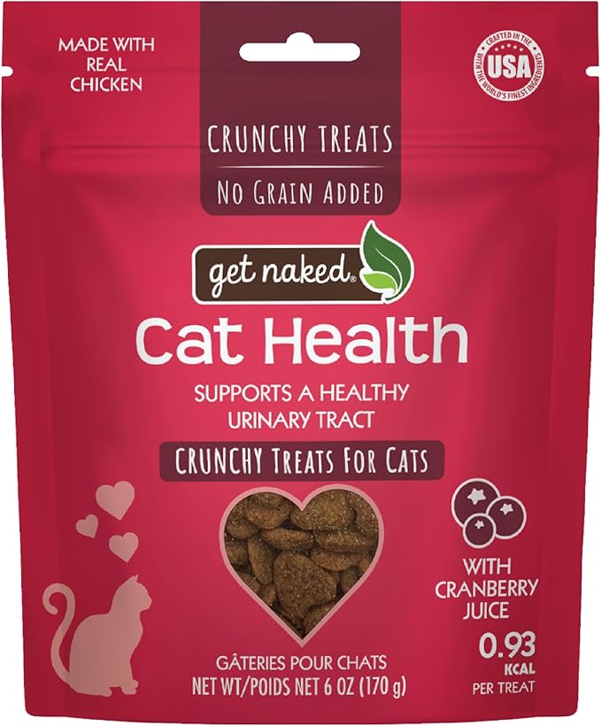 Get Naked Urinary Cat Health Treats with Cranberry & Real Chicken 6oz | Crunchy, Grain-Free, Natural Urinary Tract & Dental Care | Supports UT Support & Fresh Breath | Made in The USA-PurrikoPets