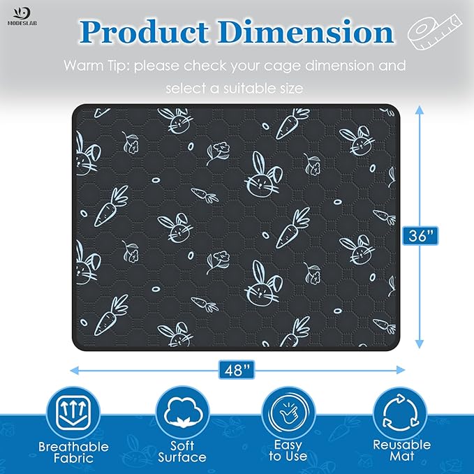 2-Pack Guinea Pig Cage Liner Washable, 36in x 48in Ultra-Absorbent Guinea Pig Bedding for Cage Non-Slip Leak-Proof Pee Pads for Dogs Rabbit Bunny Cat Litter Mat, Navy-PurrikoPets