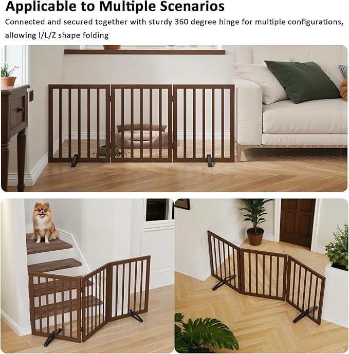 Dog Gate for Stairs,Foldable Dog Gate for Indoor Doorways House,Freestanding Pet Gates for Dogs,Doogie Puppy Fence Gate-PurrikoPets