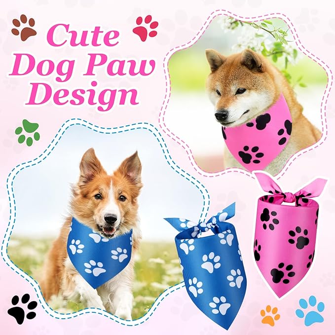 Abbylike 50 Pcs Paw Print Dog Bandanas Bulk Soft Triangle Scarves for Pets Party Costume Doggie Walking Photo Props Bibs for Pets Shops Adoption Events Halloween Party Gifts(25.6 x 17.7 x 17.7 Inch)-PurrikoPets