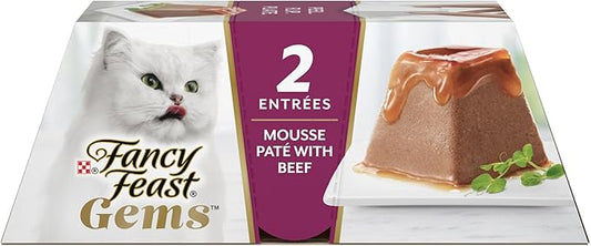 Fancy Feast Gems Pate Cat Food Mousse with Beef and a Halo of Savory Gravy Cat Food - (Pack of 8) 4 oz. Boxes-PurrikoPets
