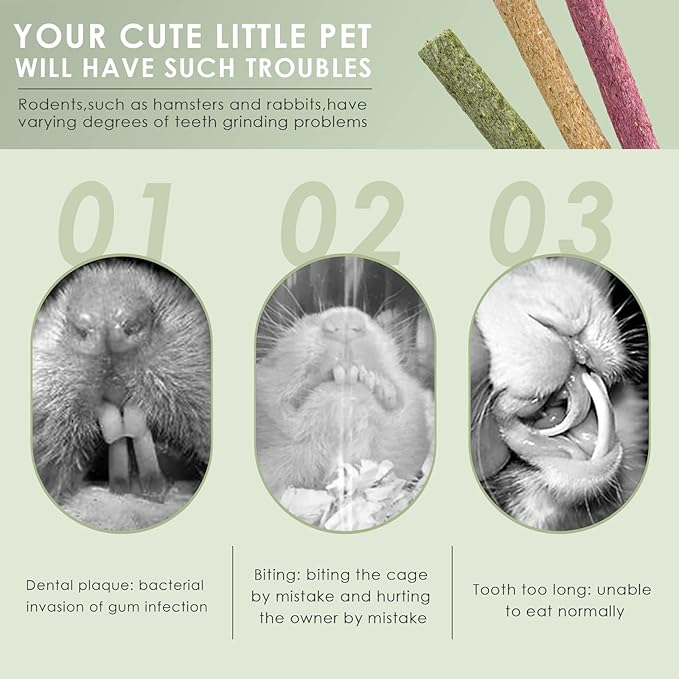 ERKOON Timothy Hay Sticks,Rabbit Chew Toys for Teeth Natural Molar Sticks Rabbits Treats for Bunnies, Chinchilla Guinea Pigs, Gerbil, Hamster (25 Pcs)-PurrikoPets