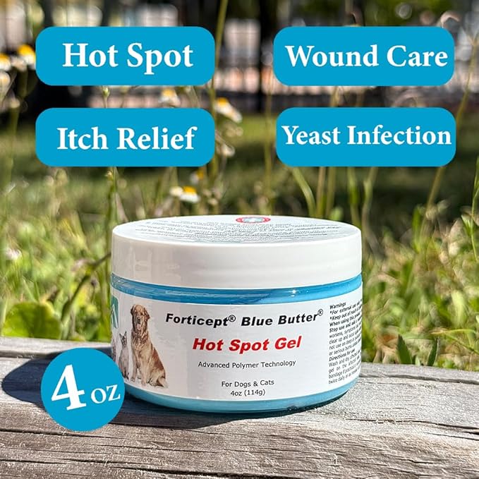 Forticept Blue Butter – Hot Spot Treatment for Dogs | Dog Wound Care | Skin Yeast Infections, Ringworm, Cuts, Rashes, First Aid Veterinary Strength Topical Ointment 4oz-PurrikoPets