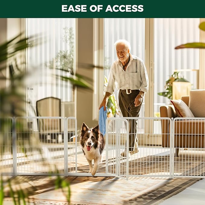 FXW Homeplus Unleashed Indoor Dog Playpen - Stress-Free and Safe Play, Heavy Duty 32 Inch 12 Wire Panels Dog Pen for Small and Medium Dogs, White│Patented-PurrikoPets