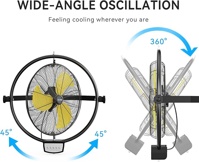 5100 CFM 20" Remote Control Wall Mount Fans, High Velocity 3-Speed Professional Oscillating Wall Fan with Timer, Heavy Duty Industrial Wall Fans for Patio, Commercial, Gazebo, and Garage, UL Listed-PurrikoPets