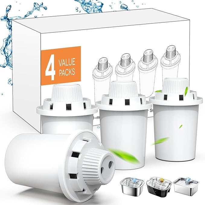 Dog Water Fountain Filters Replacement 4 Packs, 2 Months Set of Replacement Filters for Large Pet Cat Water Fountain Dog Water Bowl Dispenser, Compatible with D2341/D2223/D2322/D2340 Models-PurrikoPets