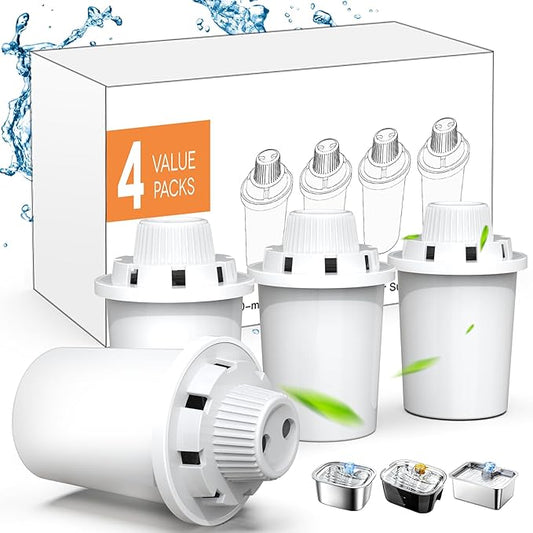 Dog Water Fountain Filters Replacement 4 Packs, 2 Months Set of Replacement Filters for Large Pet Cat Water Fountain Dog Water Bowl Dispenser, Compatible with D2341/D2223/D2322/D2340 Models-PurrikoPets