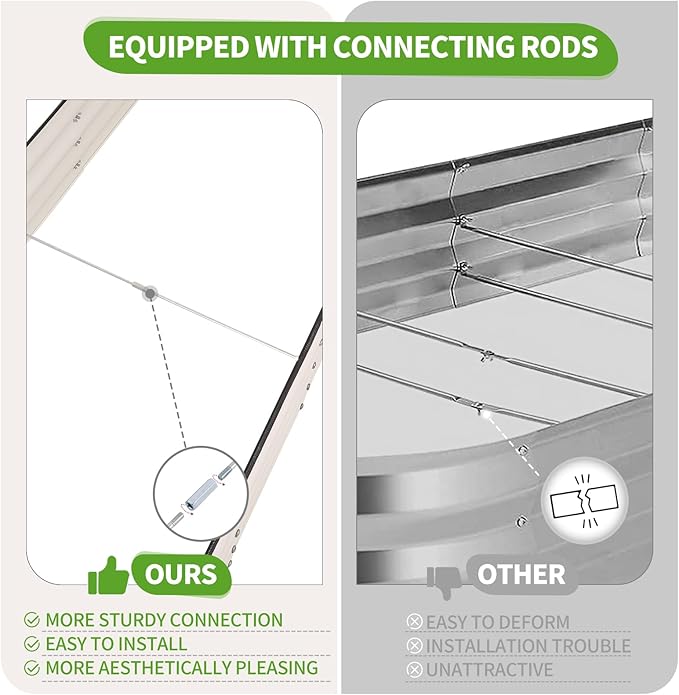 Galvanized Raised Garden Bed - 8x2x1FT Metal Planter Boxes Outdoor | Oval Steel Raised Bed Kit for Gardening with Protective Tape, Bracing Rods, Gloves for Vegetables, Flower, Herb (White)-PurrikoPets