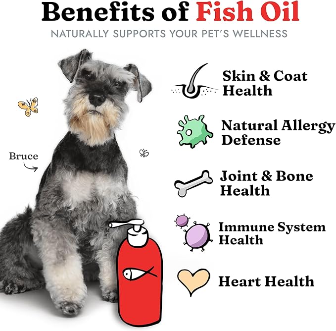 Fish Oil for Dogs - Healthy Skin & Coat, Salmon, Pollock, All Natural Supplement for Pets, Itching Scratching Allergy & Inflammation Defense, Omega 3 EPA DHA, Brain & Heart Health, 64 oz-PurrikoPets
