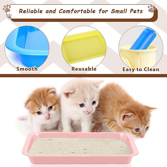 5pcs Kitten Litter Box, Small Cat Litter Box with Scooper, Small Litter Pan Low Entry Shallow Plastic Litter Tray Portable Cat Waste Tray Open Travel Kitten Boxes for Small Pet Rabbit Newborn Cat-PurrikoPets