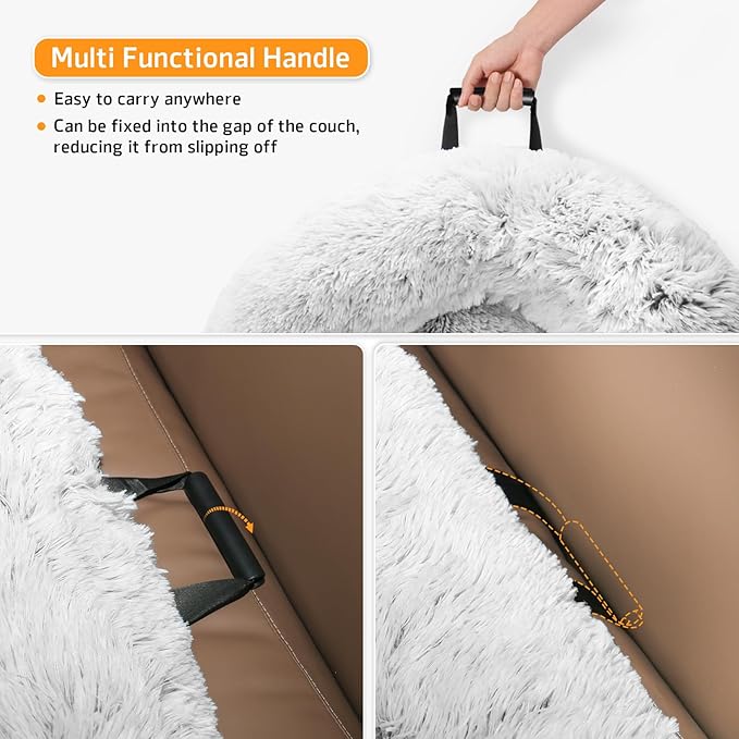 GGIB Calming Dog Bed Fluffy Plush Dog Mat for Furniture Protector with Removable Washable Cover for Large Medium Small Dogs and Cats (Extra Extra Large, Light Grey)-PurrikoPets