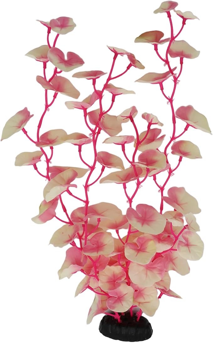 16 Inch Aquarium Fish Tank Plant Betta Fish Tank Decor,2 Pack Silk Aquarium Plants for Aquarium Decoration (White-Pink)-PurrikoPets