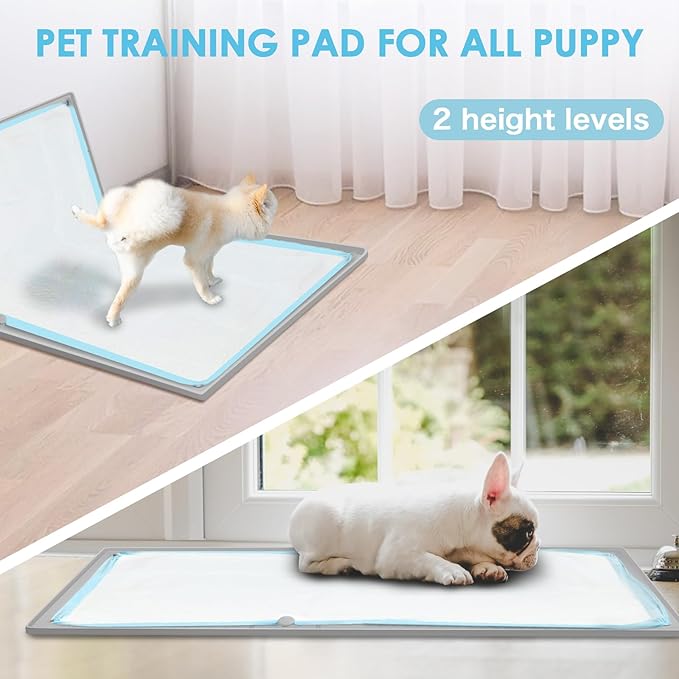 Dog Pee Pad Holder Tray, Non-Slip Puppy Pee Pad Holder, Fits Up to 35" X 24" Training Pads, High Edge Easy to Change Pee Pad Tray,Mat Fit Disposable and Washable Pee Pads-PurrikoPets