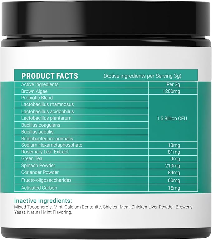 Dog Teeth Cleaning Powder - Dog Breath Freshener + Dental Care for Doggies & Cats + Tartar Remover for Teeth with Natural Ingredients + Probiotics Blend (Mint - 200g)-PurrikoPets