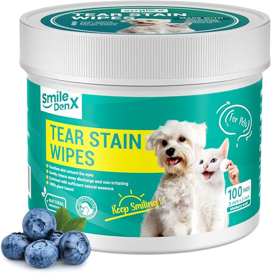 Dog Eye Wipes, Gentle Eye Wipes for Dogs & Cats, Pet Eye Cleaner Wash Removes Discharge, Crust, Debris, and Gunk (100, Blueberry)-PurrikoPets