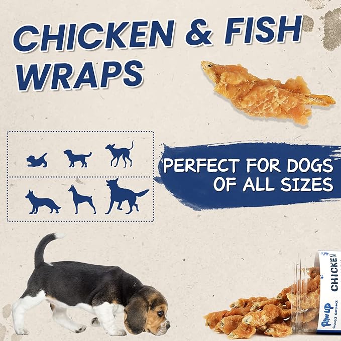 Dog Treats Chicken & Fish, High in Protein and Omega-3, for Large Small Dogs, 10.5 oz-PurrikoPets