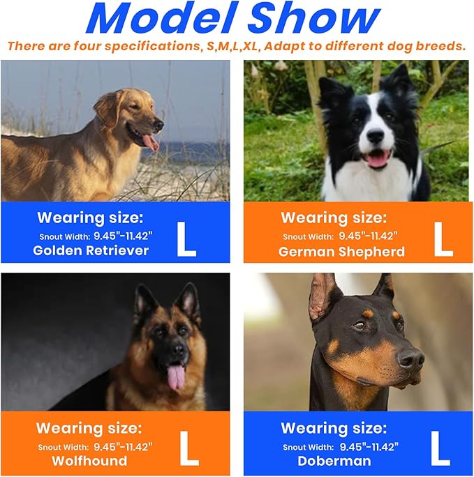 Dog Muzzle, Basket Muzzle for Small Medium Large Dogs, Anti-Biting and Chewing, Lightweight & Sturdy Cage Design, Allows Panting & Drinking, Ideal for Grooming & Training(Blue Size L)-PurrikoPets