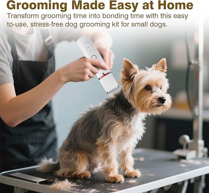 2025 New Petium 4-in-1 Dog Grooming Clippers Kit-Quiet Dog Nail Grinder & Paw Trimmer,Low Noise Cordless Pet Shaver for Small Dogs & Cats,USB-Rechargeable, 6 Guide Combs-PurrikoPets