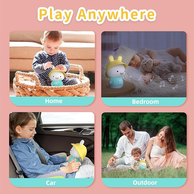 alilo Bunny Kids Music Player, Storytelling Toys for Toddler 1-3-5,Infant Baby Boy Girl Gifts Pre-Loaded 30 Stories/48 Nursery Rhymes/12 Soothing Music,with Nightlight,Bluetooth,Record Function-PurrikoPets