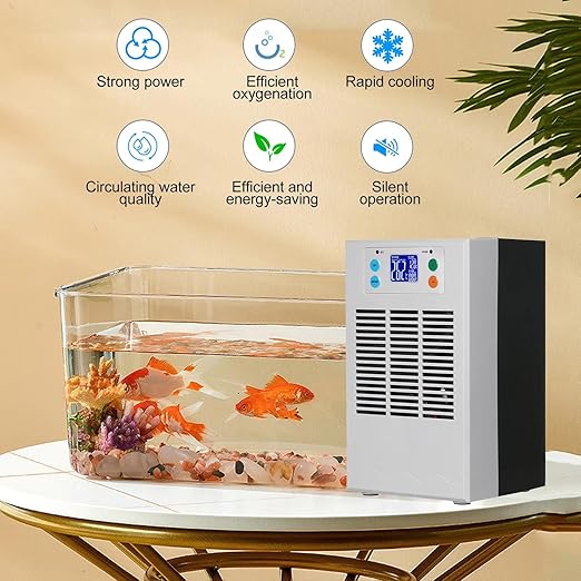 Electric Water Heater Chiller, AC 100‑240V 20L Aquarium Chiller ABS Housing Digital Display Intelligent Temperature Control 70W with Pump for Fish (US Plug Pump US Plug 110V)-PurrikoPets