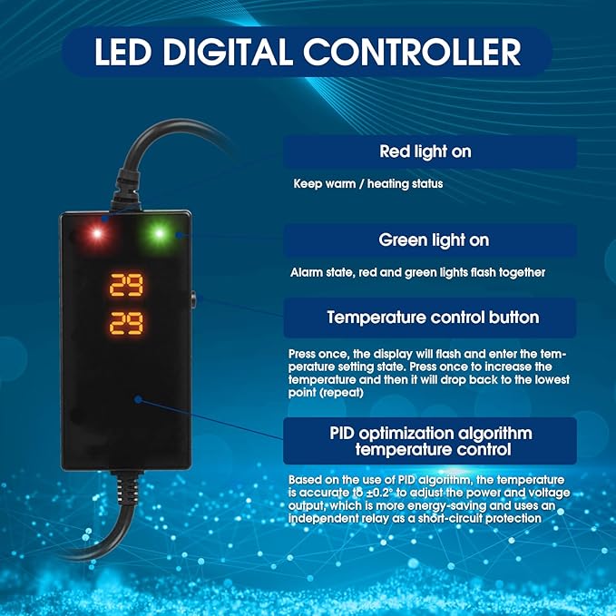 500w Aquarium Heater, Submersible Fish Tank Heater,Intelligent Frequency Conversion with Over-Temperature Protection and Automatic Power-Off When Leaving Water for-PurrikoPets