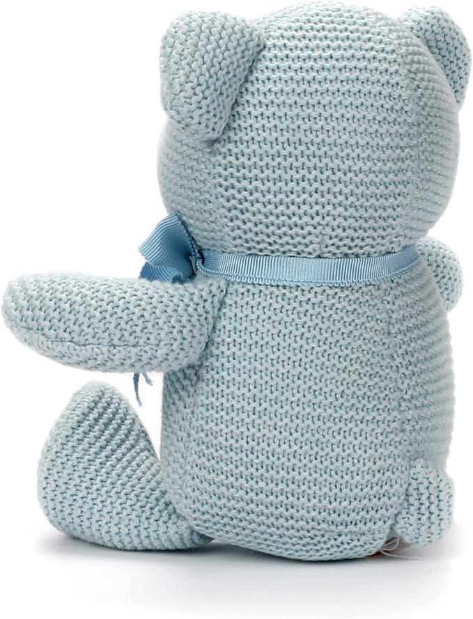 100% Organic Cotton Baby Toys Blue Teddy Bear 6.5" Stuffed Animals for Newborn-PurrikoPets
