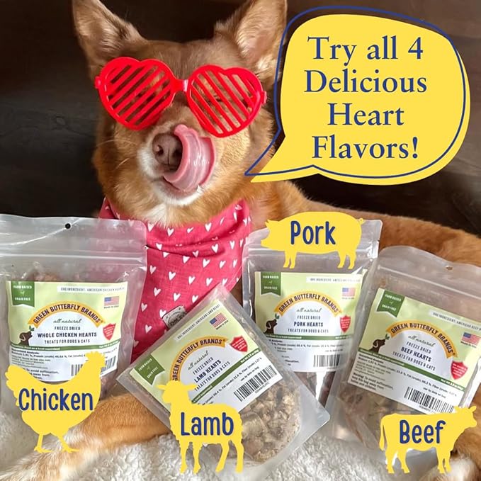 Freeze Dried Pork Heart Dog Treats Made in USA. All Natural Freeze-Dried Raw Snacks for Dogs and Cats. Single Ingredient. High Protein, Heart Health, Irresistible Training Treat-PurrikoPets