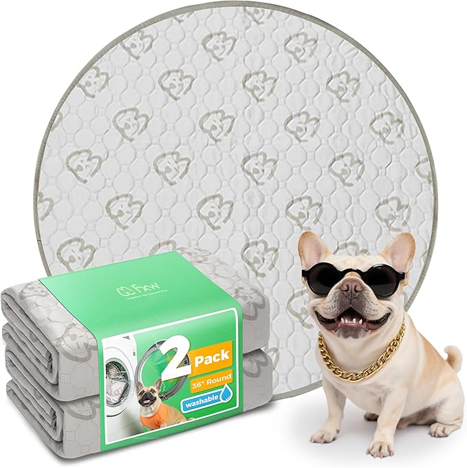 FXW Washable Pee Pads for Dogs, Puppy Pads with Super Absorbent, Specifically Designed for Whelping Box, 36" Round, Khaki, 2 Packs-PurrikoPets