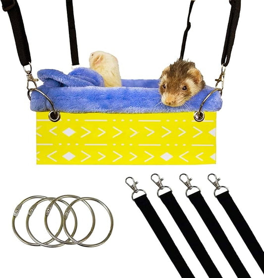 Ferret Hammock For Cage Box, use as Hanging Bed or Secure to Cage. Ferret Cage Accessories w/ Adjustable Straps, Perfect Small Pet Bed, Hanging cat hammock Bed, Guinea Pig Bed or Rabbit Bed.-PurrikoPets